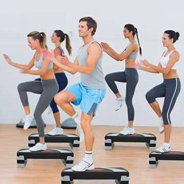 JungleA 31" Aerobic Step Platform, 3 Levels Adjustable Height Steppers For Exercise at Home Gym, Cardio Workout Step Platform Bench, 4 Stackable Risers, Non Slip Fitness Stepper Up Box,