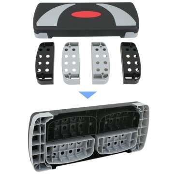 JungleA 31" Aerobic Step Platform, 3 Levels Adjustable Height Steppers For Exercise at Home Gym, Cardio Workout Step Platform Bench, 4 Stackable Risers, Non Slip Fitness Stepper Up Box,