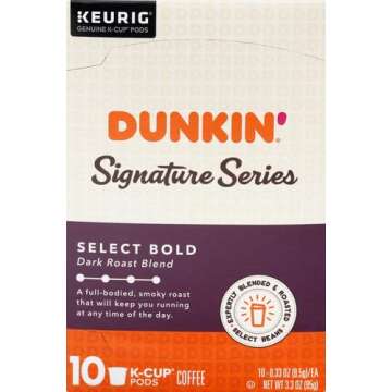 Dunkin' Signature Series Select Bold Dark Roast Coffee, 10 Keurig K-Cup Pods