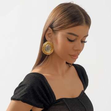 Two Tone Gold Silver Tear Drop Earrings for Women Teardrop Front and Back Dangle Earrings Double Sided Stud Earrings Jewelry Gift (Round)