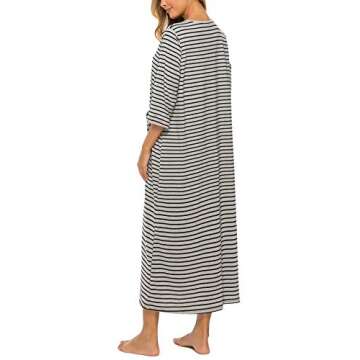Bloggerlove Moo Moo Dresses for Women Loose Fit Zip-Front Robe House Dress Cotton Short Sleeve Nightgowns Long Length Sleepwear Housecoat