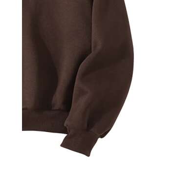SweatyRocks Women's Casual Sweatshirts Crew Neck Letter Print Long Sleeve Shirts Pullover Tops Chocolate Brown M