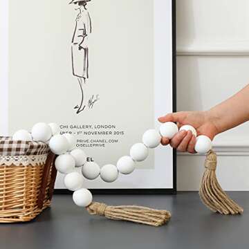 Large White Wooden Beads Garland for Elegant Home Decor