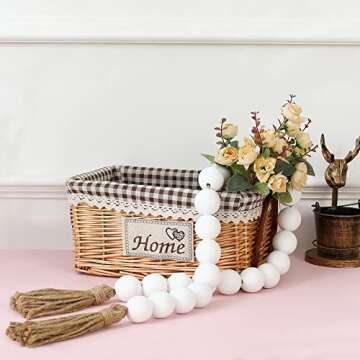Large White Wooden Beads Garland for Elegant Home Decor