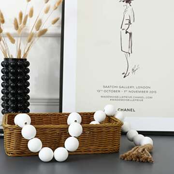 Large White Wooden Beads Garland for Elegant Home Decor