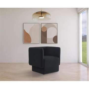 Meridian Furniture Vera Modern Accent Chair in Rich Black Boucle Fabric