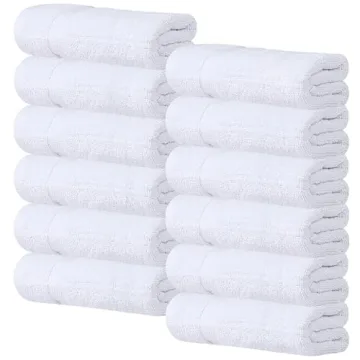 Wealuxe White Hand Towels [12 Pack] Soft Cotton Quick Dry Terry Towels for Gym, Kitchen, Spa