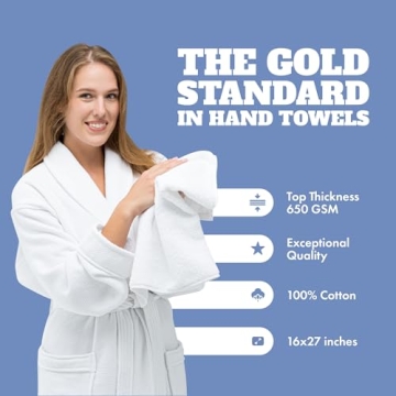 Wealuxe White Hand Towels - 12 Pack Cotton Absorbent Towel