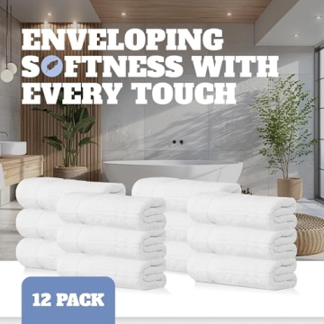 Wealuxe White Hand Towels - 12 Pack Cotton Absorbent Towel