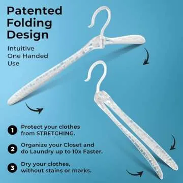 Foldable Hangers by Hanger Revolution - Slide Easily Through Necklines Without Stretching - Non-Slip...
