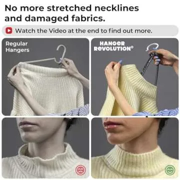 Foldable Hangers by Hanger Revolution - Slide Easily Through Necklines Without Stretching - Non-Slip Plastic Arms Prevent Wrinkles & Marks - Perfect for Closet, Laundry & Travel - Clear - 20 Pack