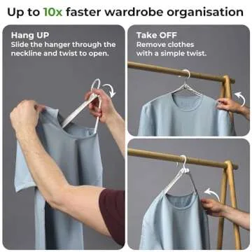 Foldable Hangers by Hanger Revolution - Slide Easily Through Necklines Without Stretching - Non-Slip Plastic Arms Prevent Wrinkles & Marks - Perfect for Closet, Laundry & Travel - Clear - 20 Pack