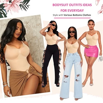 Brabic Women's Seamless Sleeveless V-Neck Bodysuit