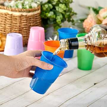 Lilymicky 500 Pack 9 oz Plastic Cups, Disposable Party Drinking Cups in Assorted Colors, 5 Colors, P...