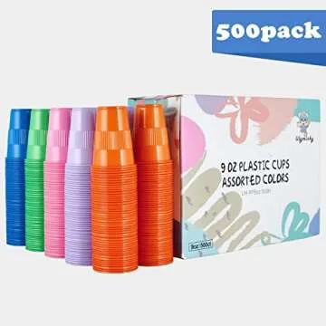 Vibrant 500 Pack Disposable Party Cups in Assorted Colors