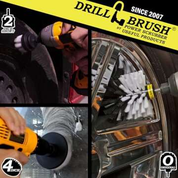 Drillbrush Car Detailing Kit Interior Cleaner Brush Set - 3 Piece Drill Brush Cleaning Tool Attachme...