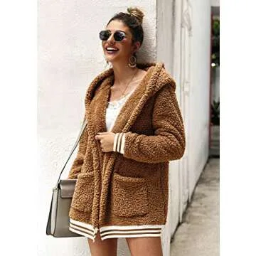BTFBM Women Fleece Hooded Jacket - Stylish & Cozy