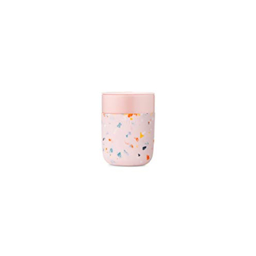W&P Porter Ceramic Mug w/ Protective Silicone Sleeve, Terrazzo Blush 12 Ounces | On-the-Go | Reusabl...