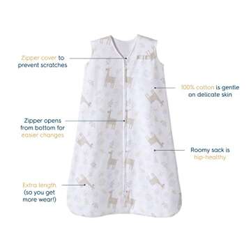 HALO SleepSack, 100% Cotton Wearable Blanket, Swaddle Transition Sleeping Bag, TOG 0.5, Llama Sand, ...