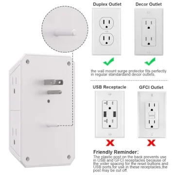 NUOZHI 6 Outlet Surge Protector with USB Ports for Home