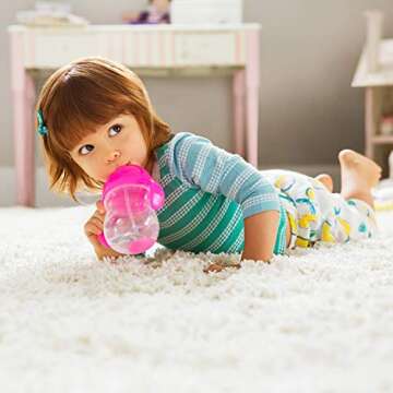 Munchkin® Happy Snacker Snack Catcher and Toddler Weighted Straw Sippy Cup Set, 4 Count, Pink/Purple/Orange