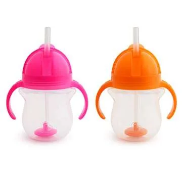 Munchkin® Happy Snacker Snack Catcher and Toddler Weighted Straw Sippy Cup Set, 4 Count, Pink/Purple/Orange