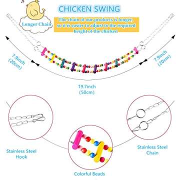 Longer Chain Chicken Toys for Coop Accessories 7PCS, Chicken Swing Ladder Perch roosts, Chicken Xylo...