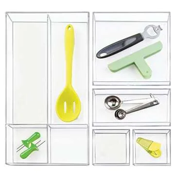 iDesign Decorative Countertop Vanity Tray Organizer for Bathroom, Bedroom, Closet, Entryway, The Clarity Collection – 8" x 8" x 2", Clear