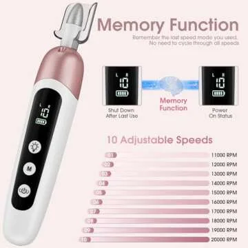 Cordless Electric Nail File Set, Professional Manicure Pedicure Kit, 10 Speed Portable Nail Drill Machine with Memory Modes, Pedicure Tools for feet, Hand Foot Care Tool for Thick Nail Toenail Cuticle