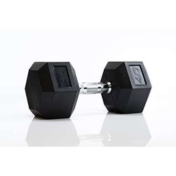 TRU GRIT 40LB Rubber HEX Dumbbell for Home Workouts