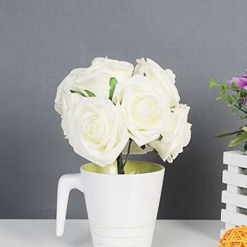 Benvo 50pcs Faux Foam Roses for Wedding Decor