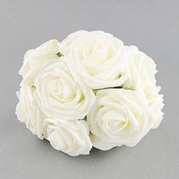 Benvo 50pcs Faux Foam Roses for Wedding Decor