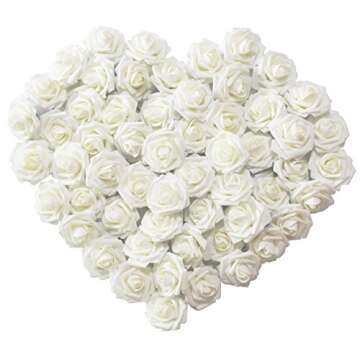 Benvo 50pcs Faux Foam Roses for Wedding Decor