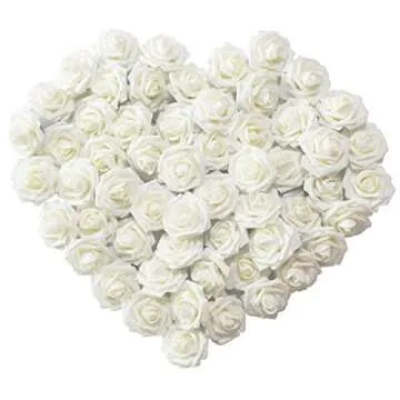 Benvo 50pcs Faux Foam Roses for Wedding Decor