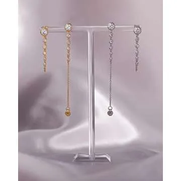 MILLA Dangle Earrings for Women - Cute Designer Earrings for Women Trendy Gold Chain Earrings & Sterling Silver Dangly Earrings (Round CZ / 14K Gold Plated)