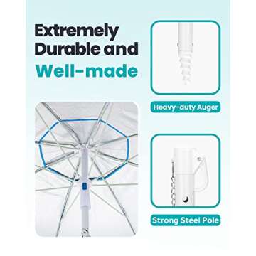 OutdoorMaster Beach Umbrella - Secure & Stylish Sunshade