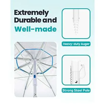 OutdoorMaster Beach Umbrella - Secure & Stylish Sunshade