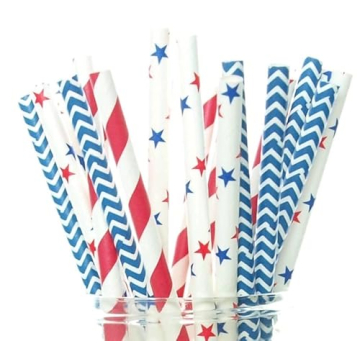 Colorful 4th of July Paper Straws - 25 Pack
