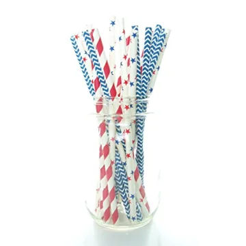 Colorful 4th of July Paper Straws - 25 Pack