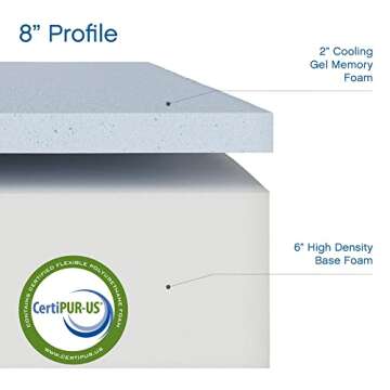 COOL GEL Classic Brands Memory Foam 8-Inch Mattress, CertiPUR-US Certified, Mattress in a Box, Twin