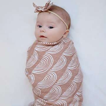 LifeTree 3 Pack Muslin Swaddle Blankets - Soft 70% Viscose from Bamboo and 30% Cotton Baby Swaddle Blankets for Boys & Girls Newborn - Large 47 x 47 inches