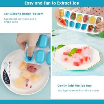 BPA Free Ice Cube Trays 4 Pack for Effortless Ice Making