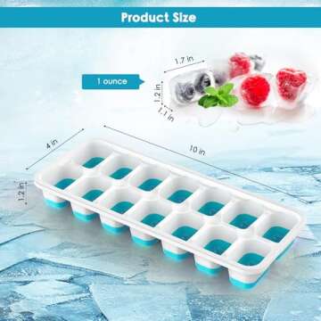 BPA Free Ice Cube Trays 4 Pack for Effortless Ice Making
