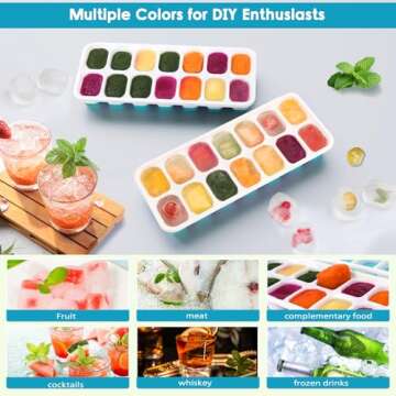 BPA Free Ice Cube Trays 4 Pack for Effortless Ice Making