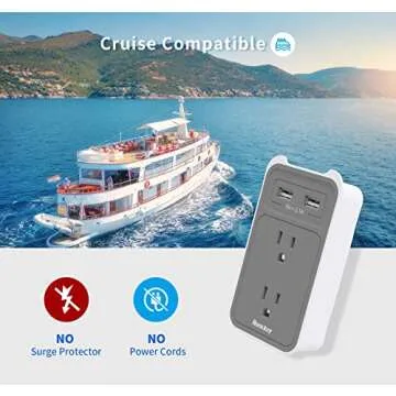 Outlet Extender with Multi Plugs, Huntkey Multi USB Plug Outlet Splitter W. Phone Cradle & 2 USB A Plug Charging Port, No Surge Protector