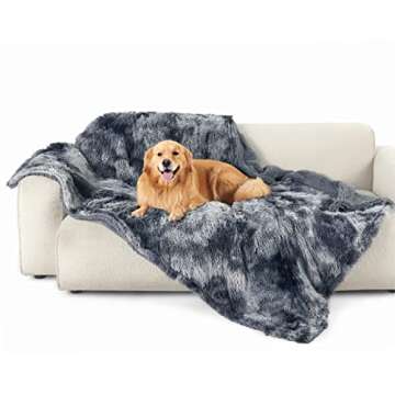 Bedsure Waterproof Dog Blankets for Large Dogs - Calming Cat Blanket for Bed Couch Protector Washable, Long Faux Fur Pet Throw Blanket for Puppy, Reversible Furniture Protection, 60"x80", Tie-dye Grey
