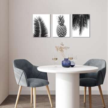 Nachic Wall Tropical Leaves Wall Art - Pineapple Canvas Pictures for Home Decor