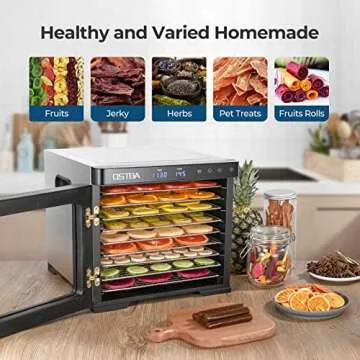 OSTBA Food Dehydrator Machine, 9 Stainless Steel Trays Dehydrators for Food and Jerky, Herbs, Veggies, Fruits, Adjustable Temperature and 48H Timer, Overheat Protection, 1000W, Recipe Book Included
