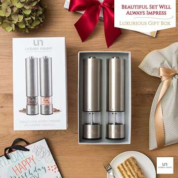 Electric Salt and Pepper Grinder Set for Effortless Use