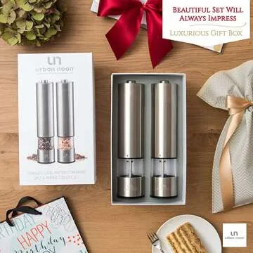Electric Salt and Pepper Grinder Set for Effortless Use